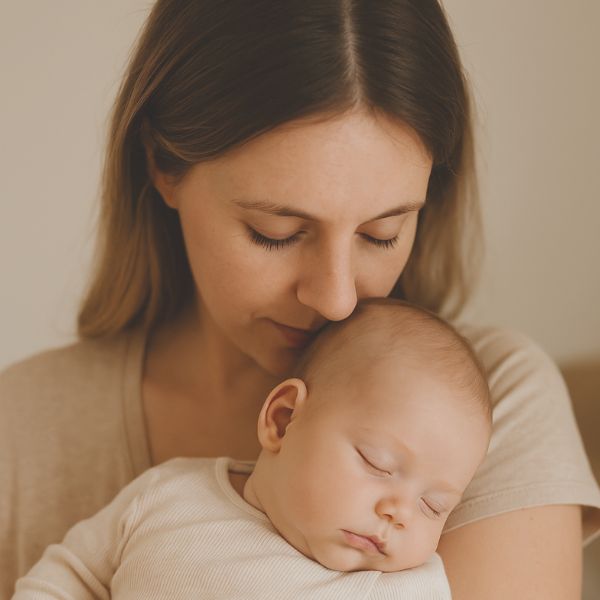 Mutter hält ihr Baby liebevoll im Arm – Symbol für Nähe, Geborgenheit und echte Mama-Erfahrungen.